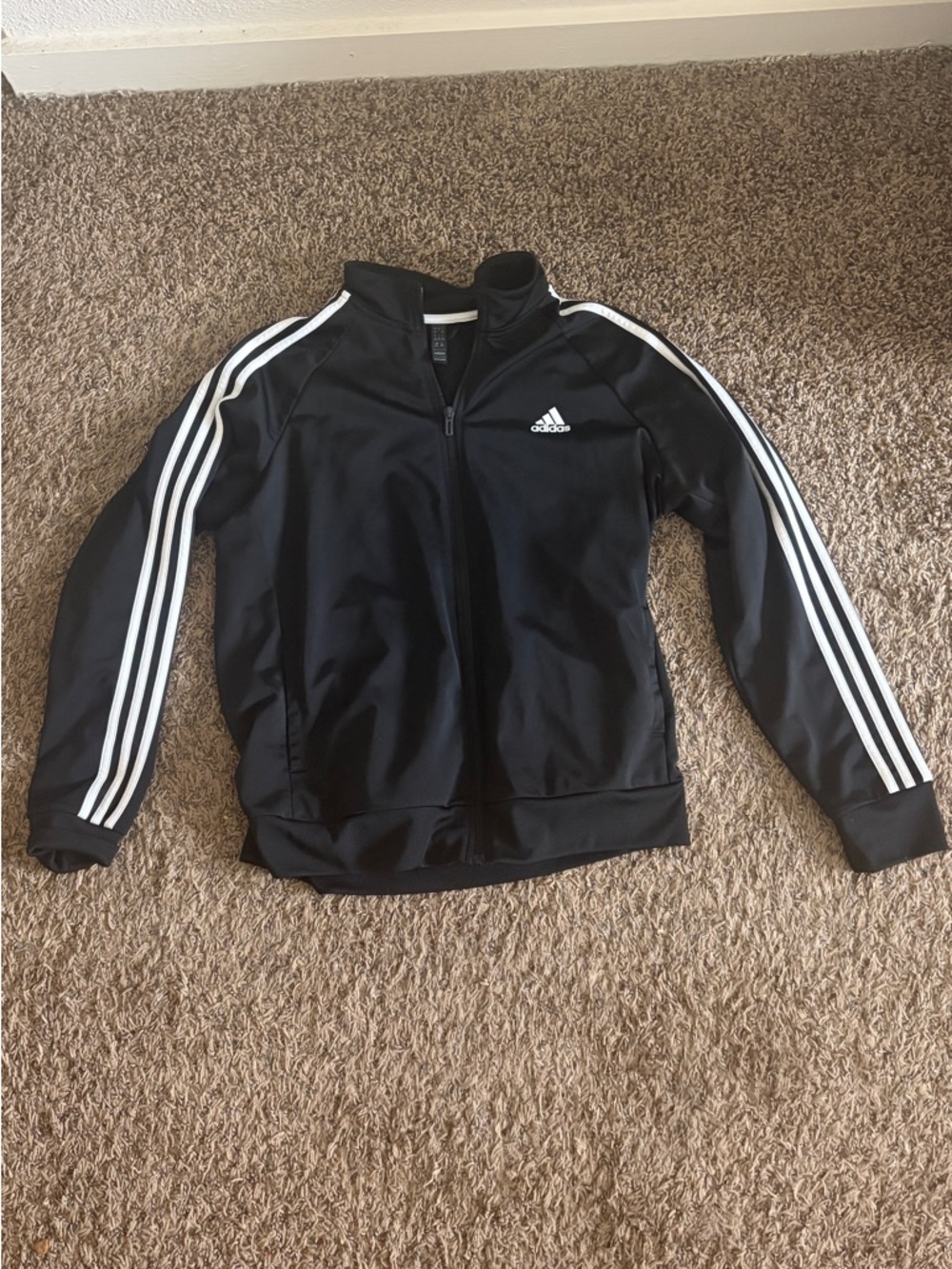adidas Black Jacket with White Trim